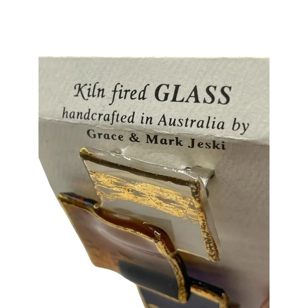 Dichroic Kiln Fired Glass Brooch Pin Handcrafted In Australia By‎ Jeski Modern